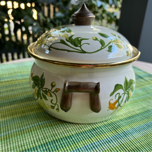 Asta German Porcelain Yellow Floral Enamel Cookware 8.5 - Picture 4 of 12